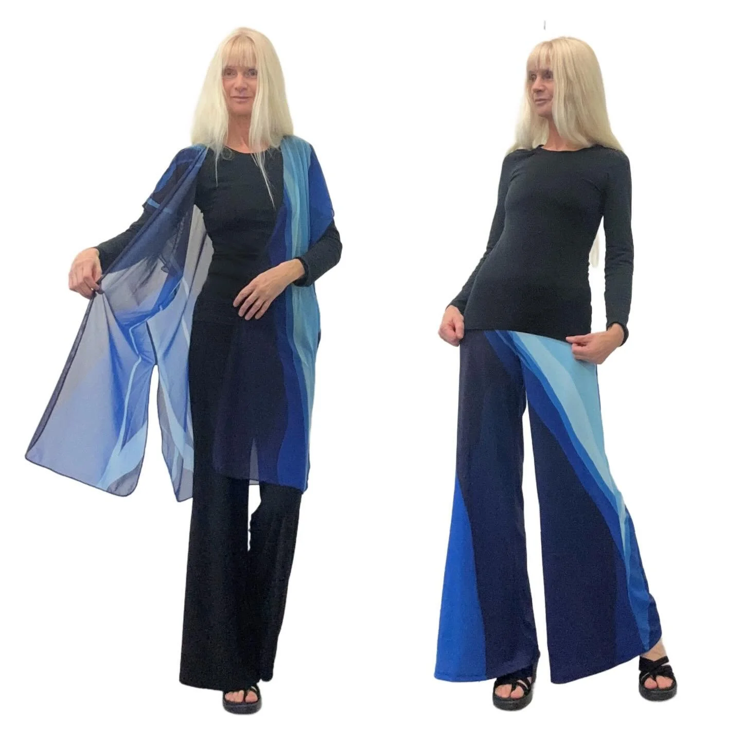 Blue Mystery #kimonowrap #palazzopants #wearableart