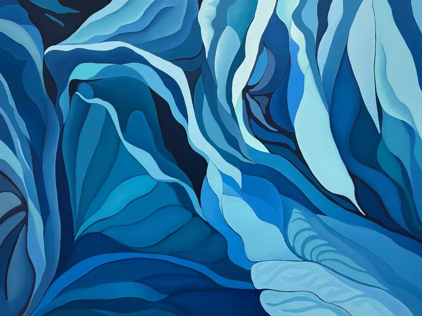 &lsquo;Blue Motion&rsquo; 30&rdquo; x 40&rdquo;, oil on canvas.
A new exploration in #blue #painting #abstractart #shapes #shadesofblue