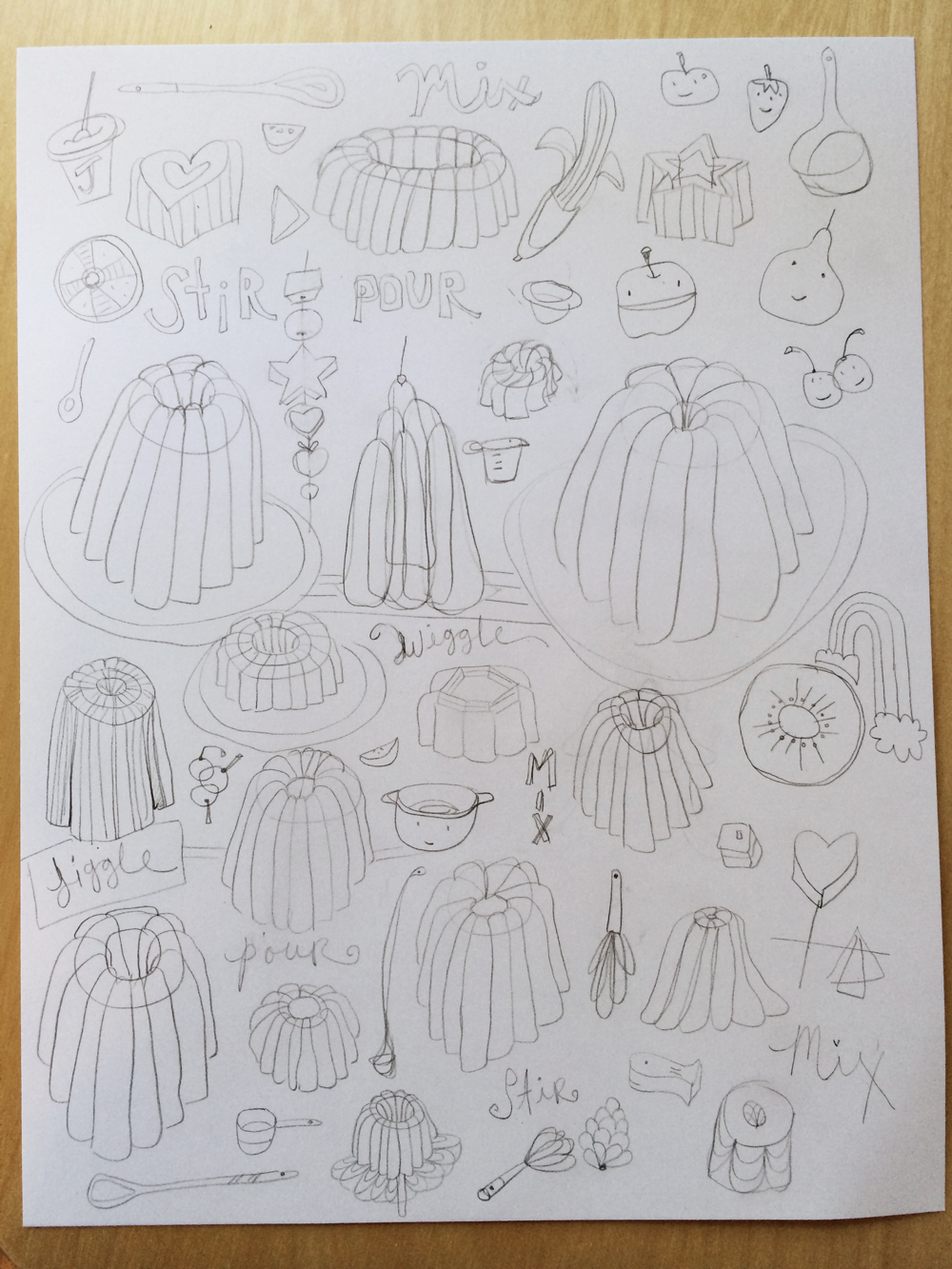 pencil sketches for Making Art that Sells Bootcamp - March 2014 - Jello - by Barb Chotiner