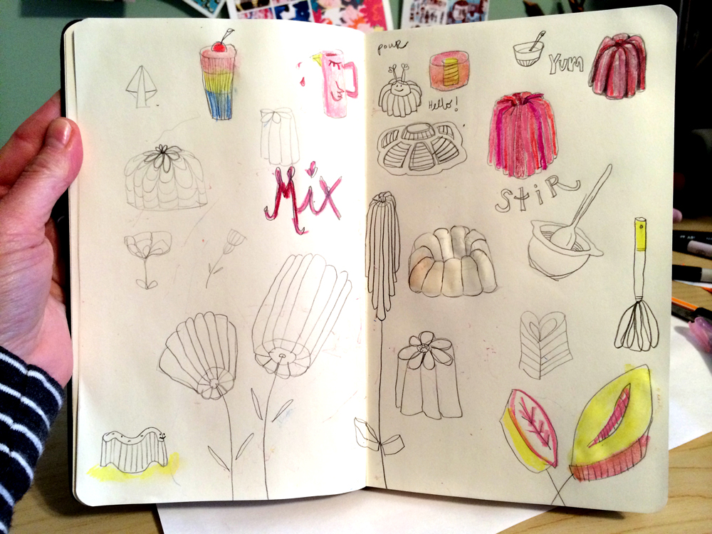 more pencil sketches for Making Art that Sells Bootcamp - March 2014 - Jello - by Barb Chotiner