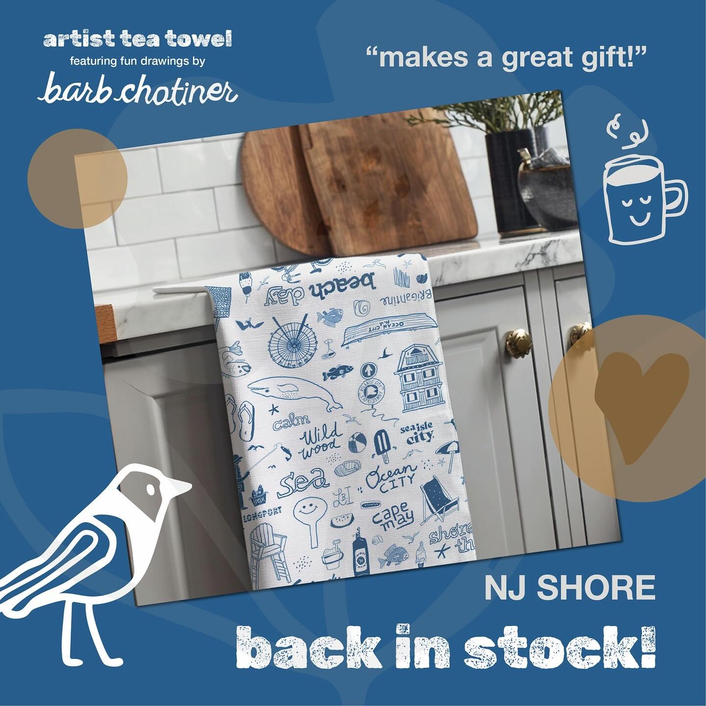 just in time for the 4th - all 3 of my illustrated, hand-printed tea towels are officially back in stock — ready for bbqs, beach house thank-yous, and host gifts that show off your neighborhood pride. 🇺🇸🧺 yay!
- 100% cotton, edge-to-edge de