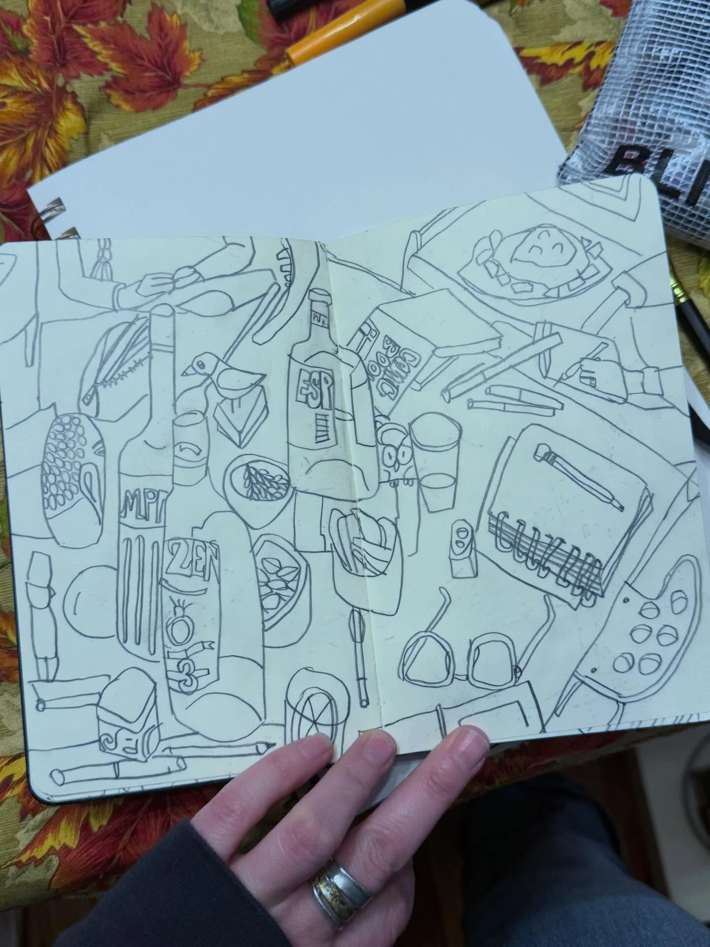 went to a fun ladies drawing night! thank you for a great evening. &lsquo;twas very inspiring. 😌 // do check out these talented gals: @mcswiss @terrifrykasuba @s.ferone @hulloitslydia // @allynhoward // #drawingnight #blackwingpencil #moleskinart #s