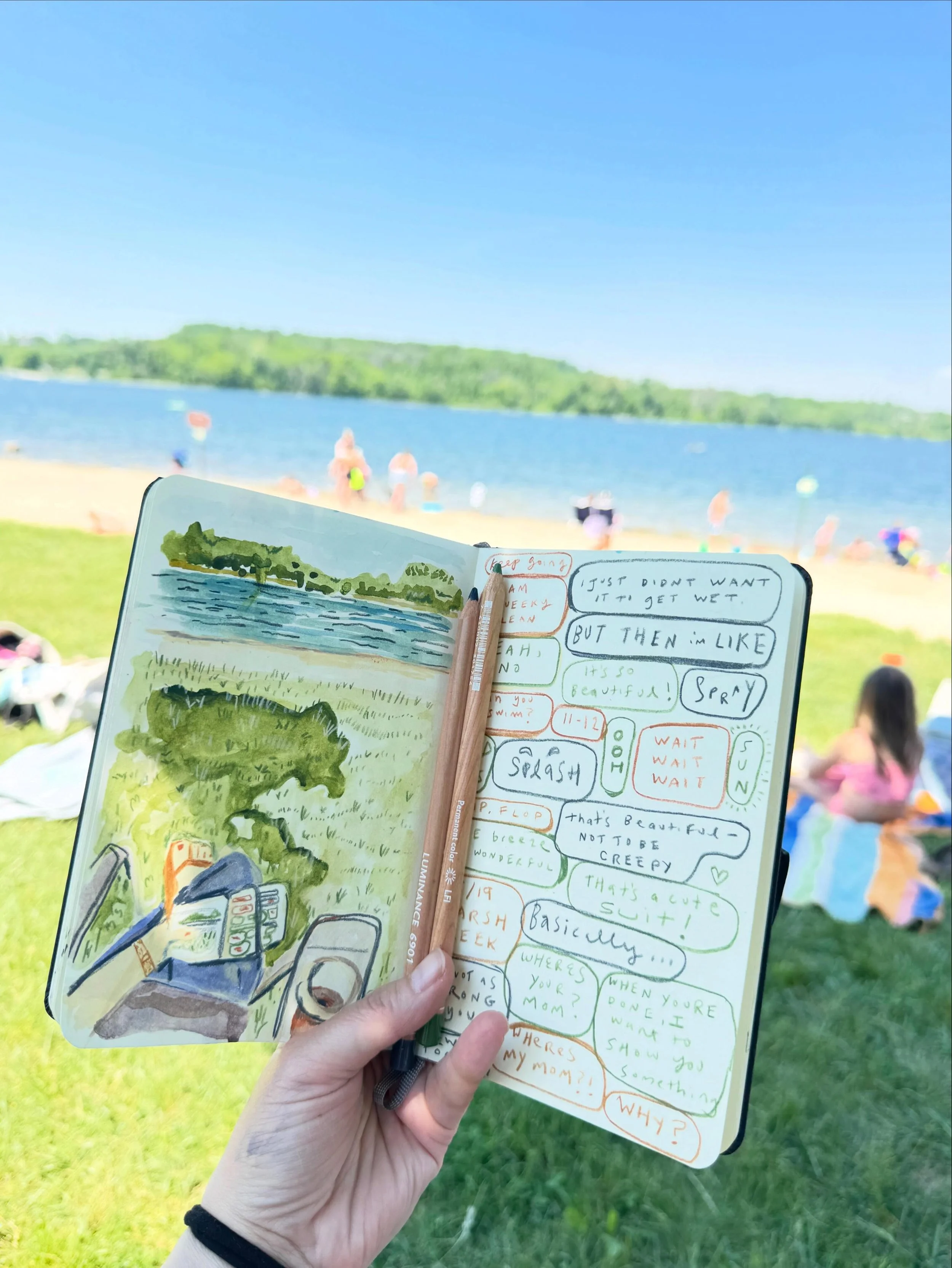 are you an artist? asked a little girl. sometimes, i replied. // i took a half day as schools were closed. this morning i took my daughter &amp; a friend to kayak. this place was lovely - but then it was back to work! used my watercolor kit from sant