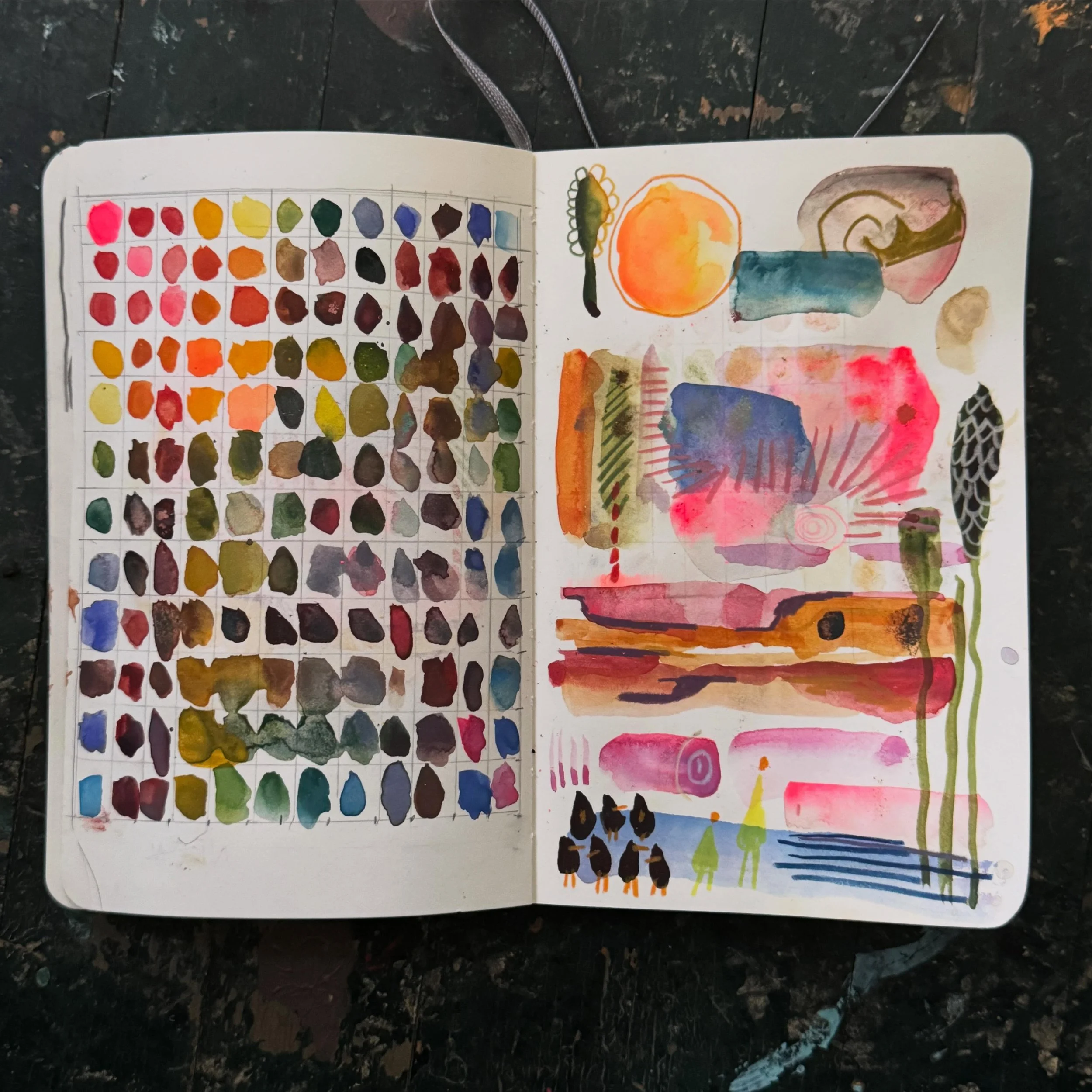 The chart got wonky but this is apparently me de-stressing &amp; messing around. I&rsquo;ve always struggled with watercolor but there is something magical about it. Need to do this more&hellip; please. :) Used my paints from Santa Fe @madelineartsch