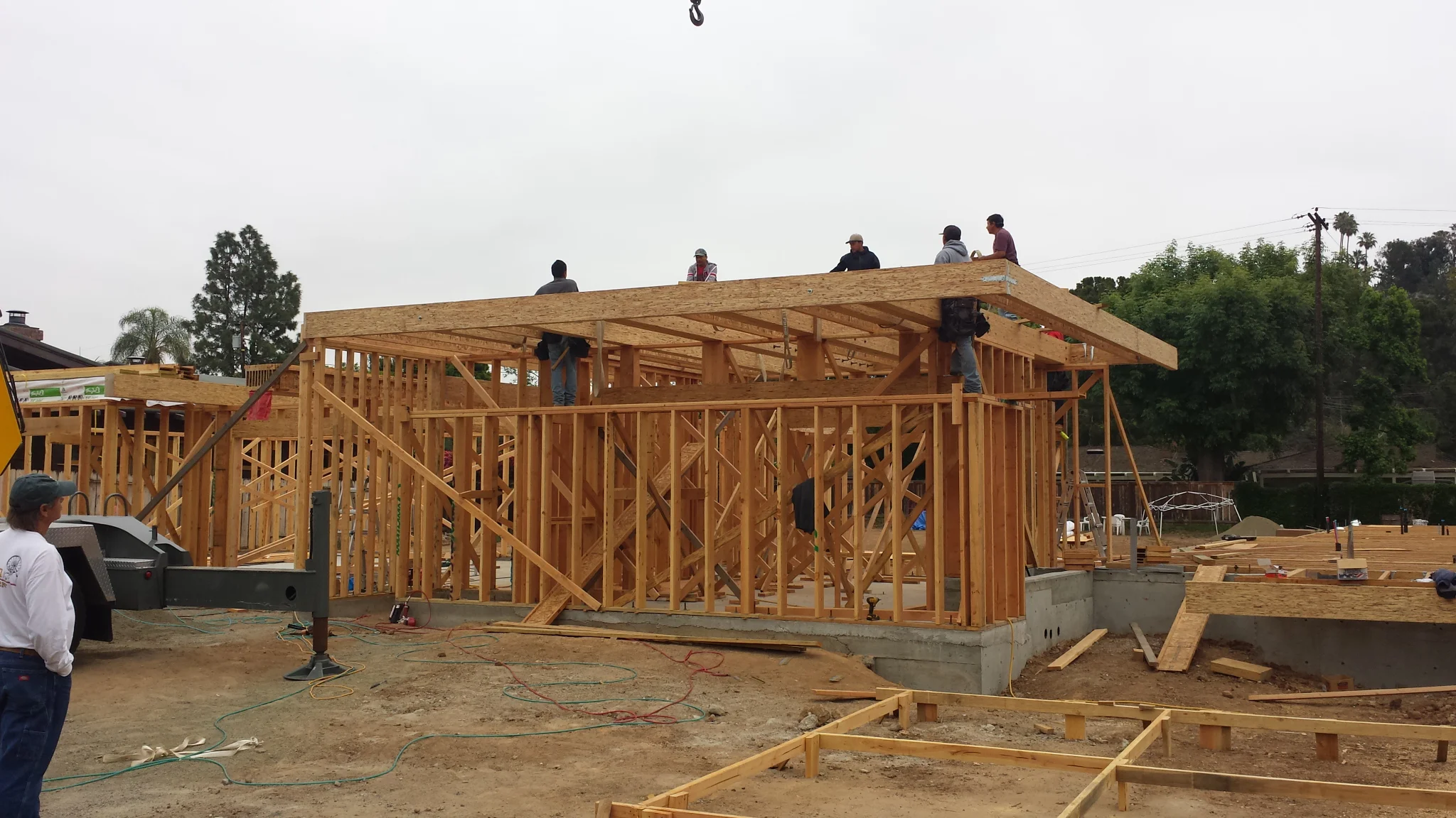 The roof in position just after placement.