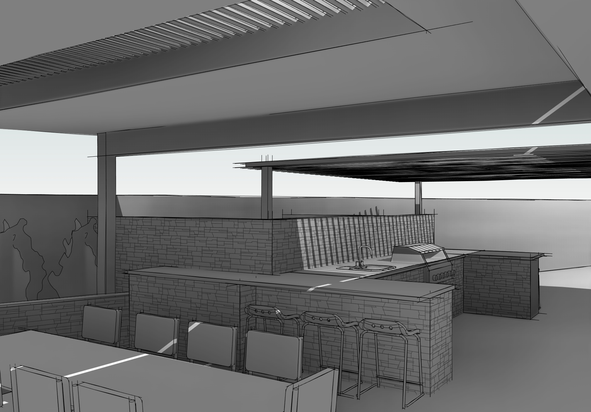 Looking over Dining Area toward BBQ Area