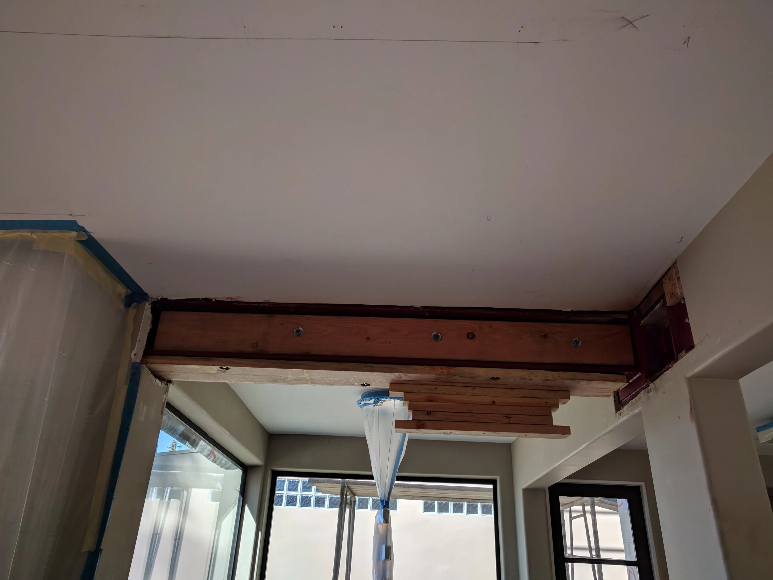 and ties back in to the existing structure of the house.