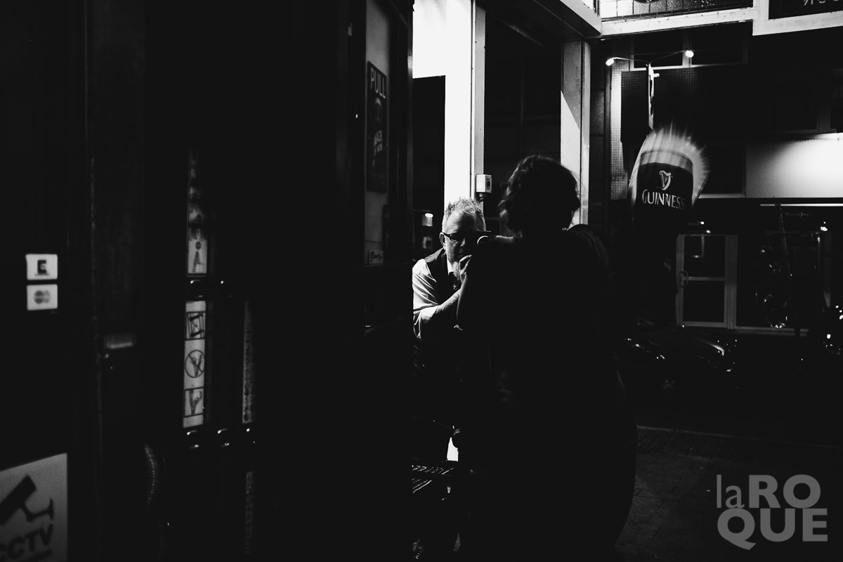 Zack shooting an impromptu portrait outside the pub...