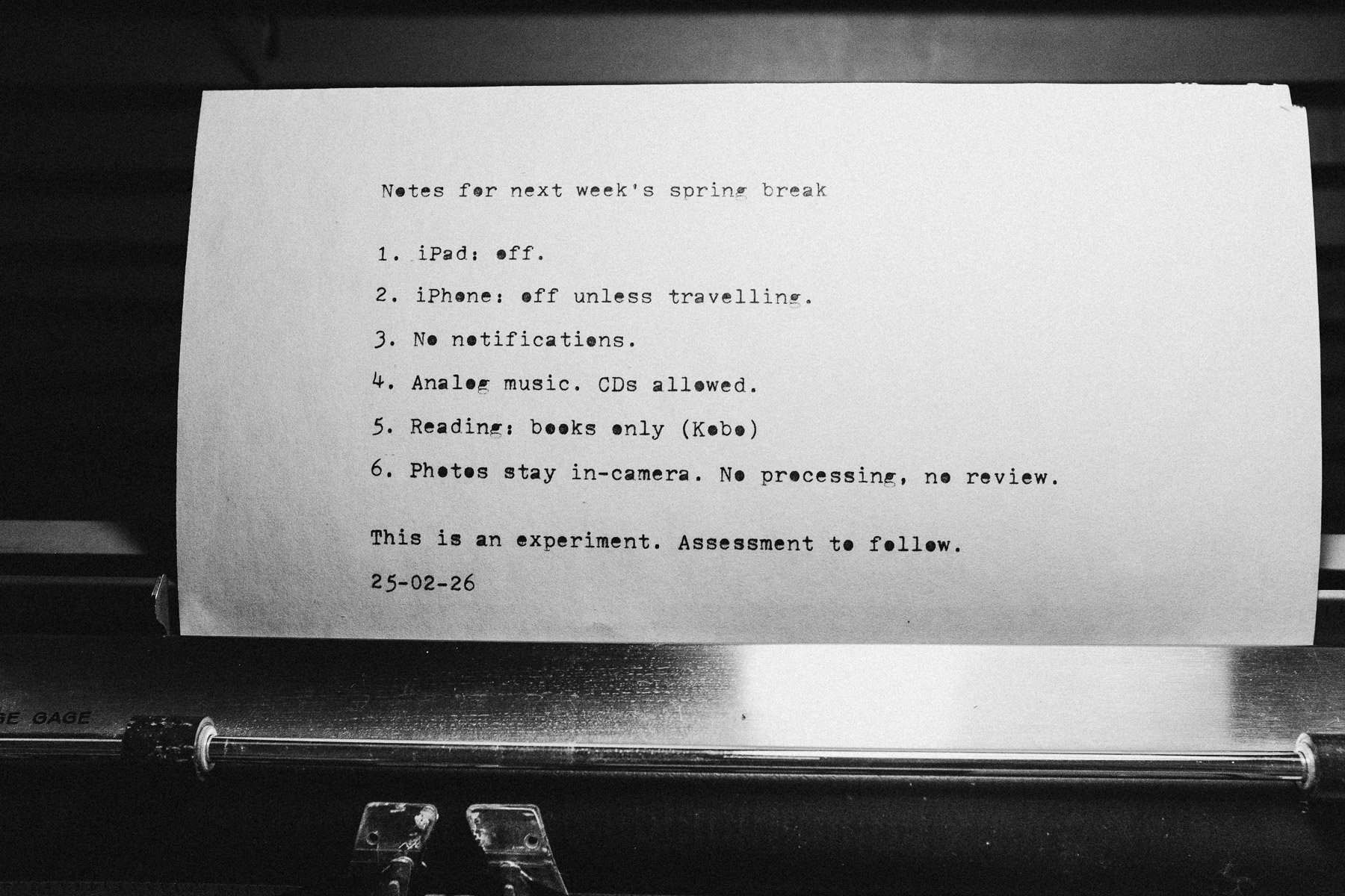 Notes for a break