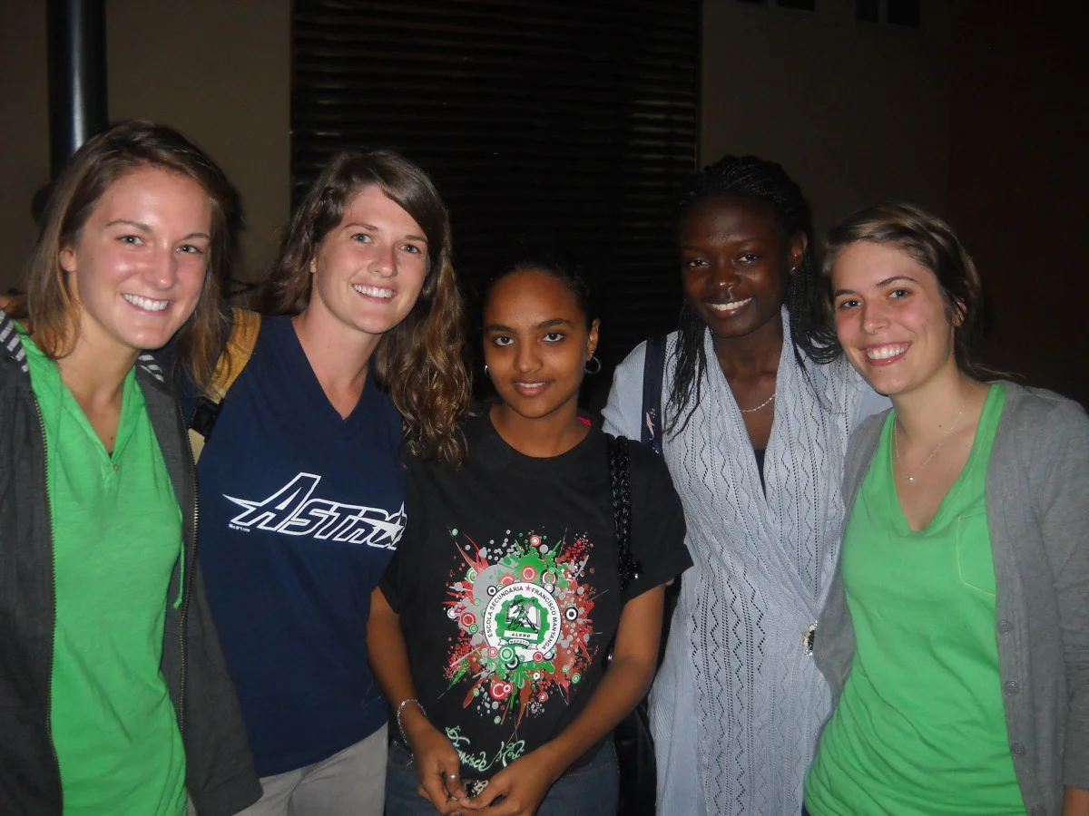 andrea with friends that came to cell group after she met them on campus