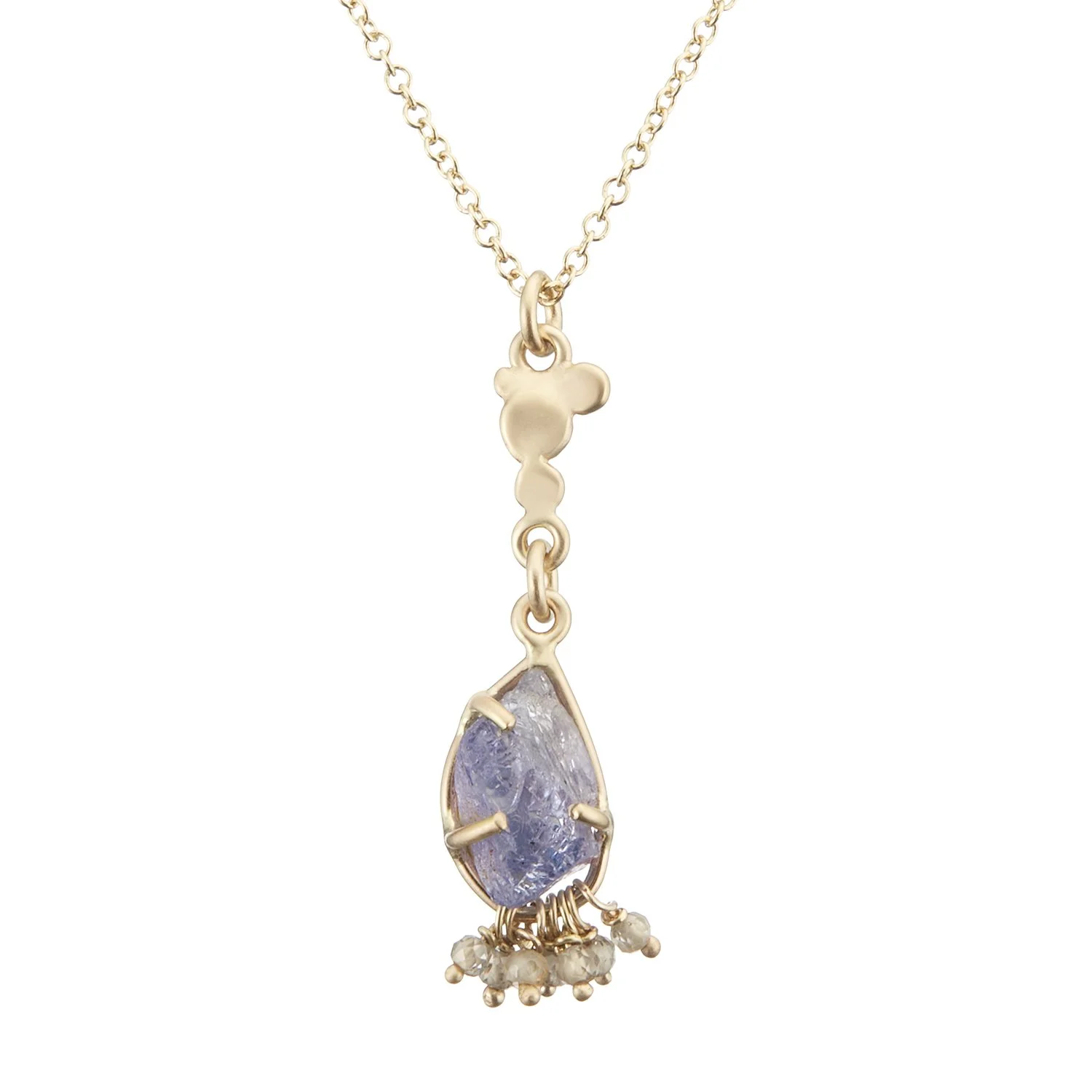 Pleiades Collection: 14k Fairmined Gold, Umba Sapphire and Champagne Zircon Electra Pendant Necklace