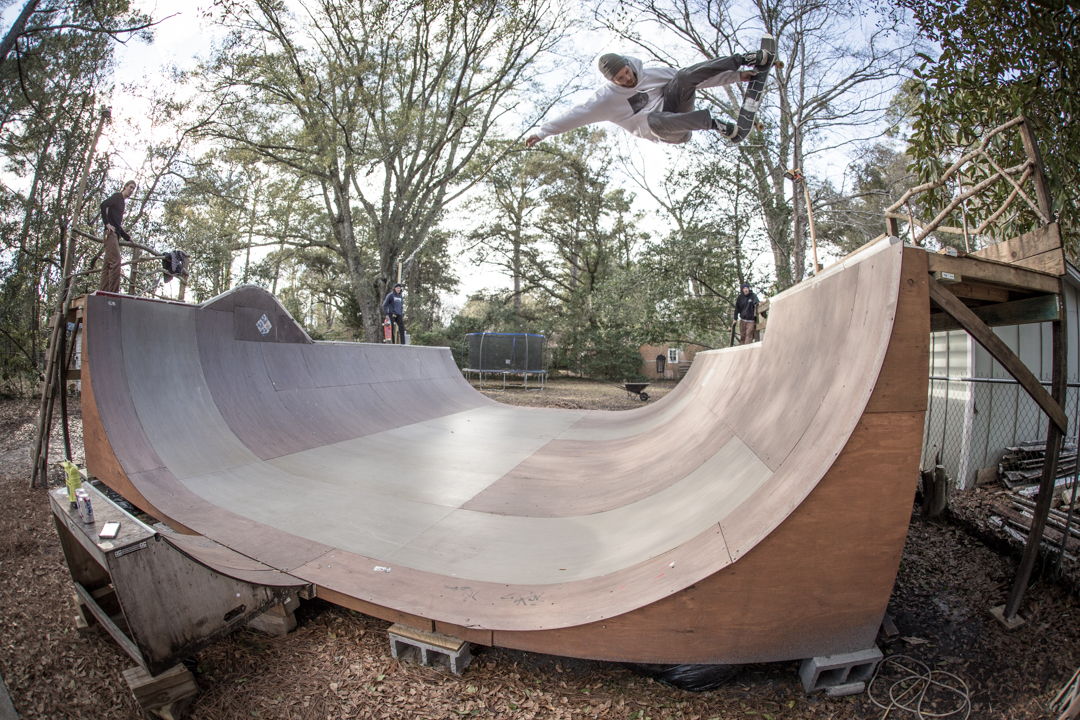Colder weather didn't stop us from riding bikes and sessioning BJ's ramp. The owner himself sticks a melon fakie.