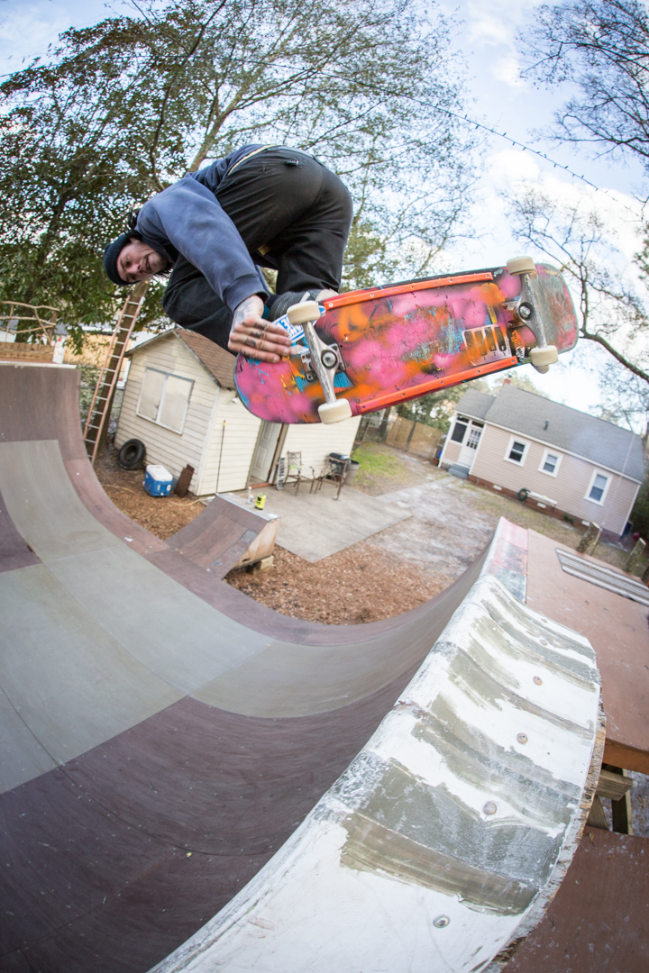Nickademus backside air after coming back from a heavy leg break in December.