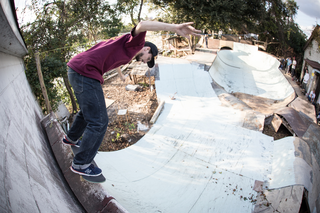 Christian did a 5050 to warm up while I stood uncomfortably close to a wall 10 feet above the ground.