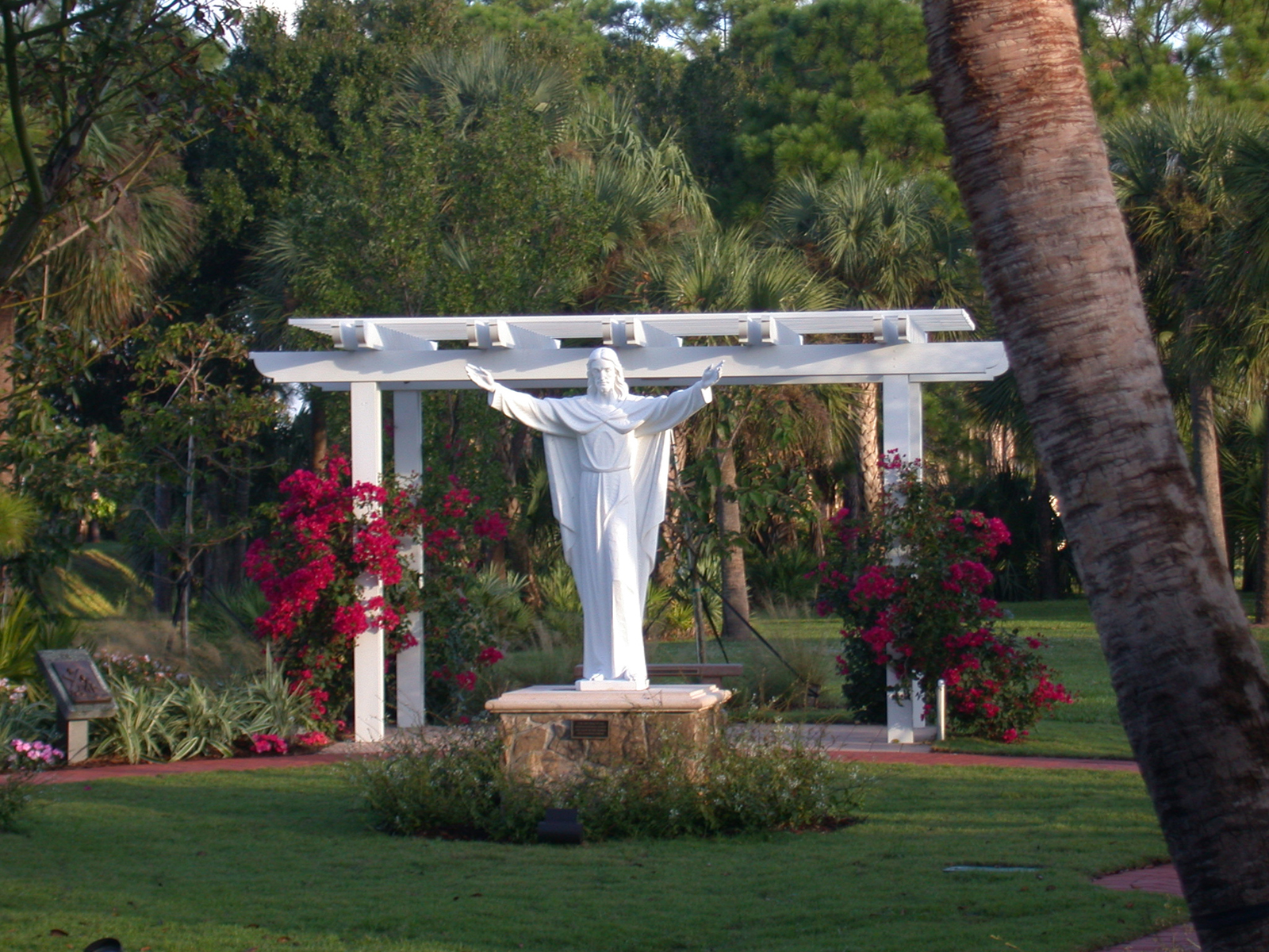 Meditation Garden at St. Peter Catholic Church Jupiter Trellis with Bougainvllea.jpg