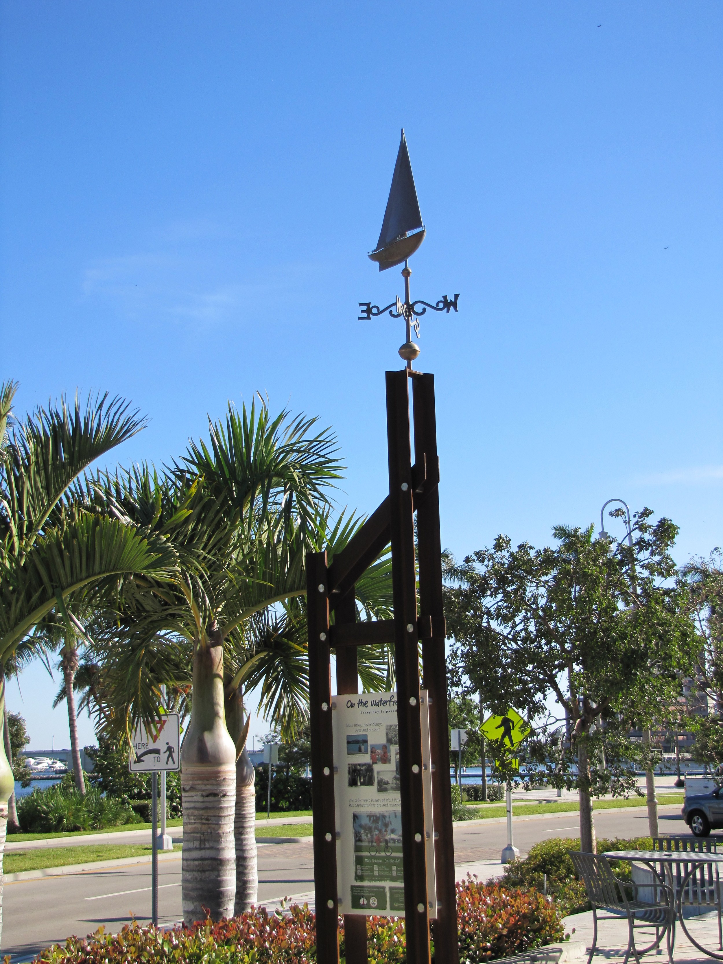 West Palm Beach Waterfront Interpretive Signage Sailboat Weather Vane.JPG
