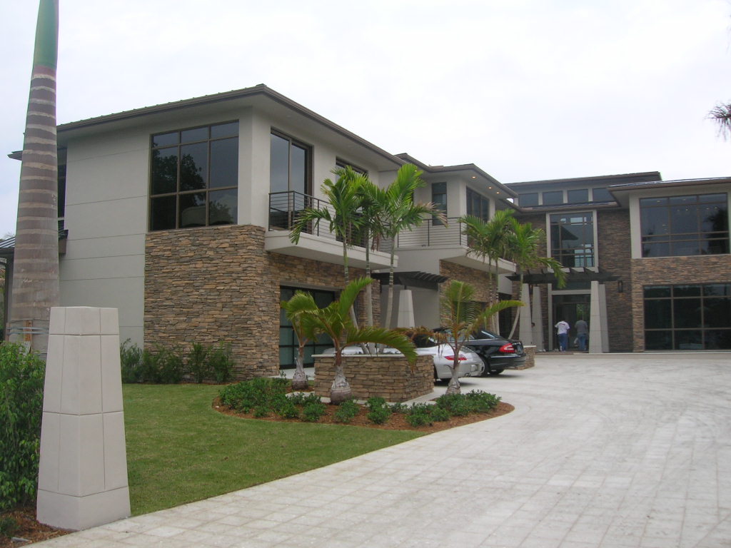 Palm Beach Gardens Intracoastal Residence Main Entry Contemporary Architecture Stone Facade.JPG