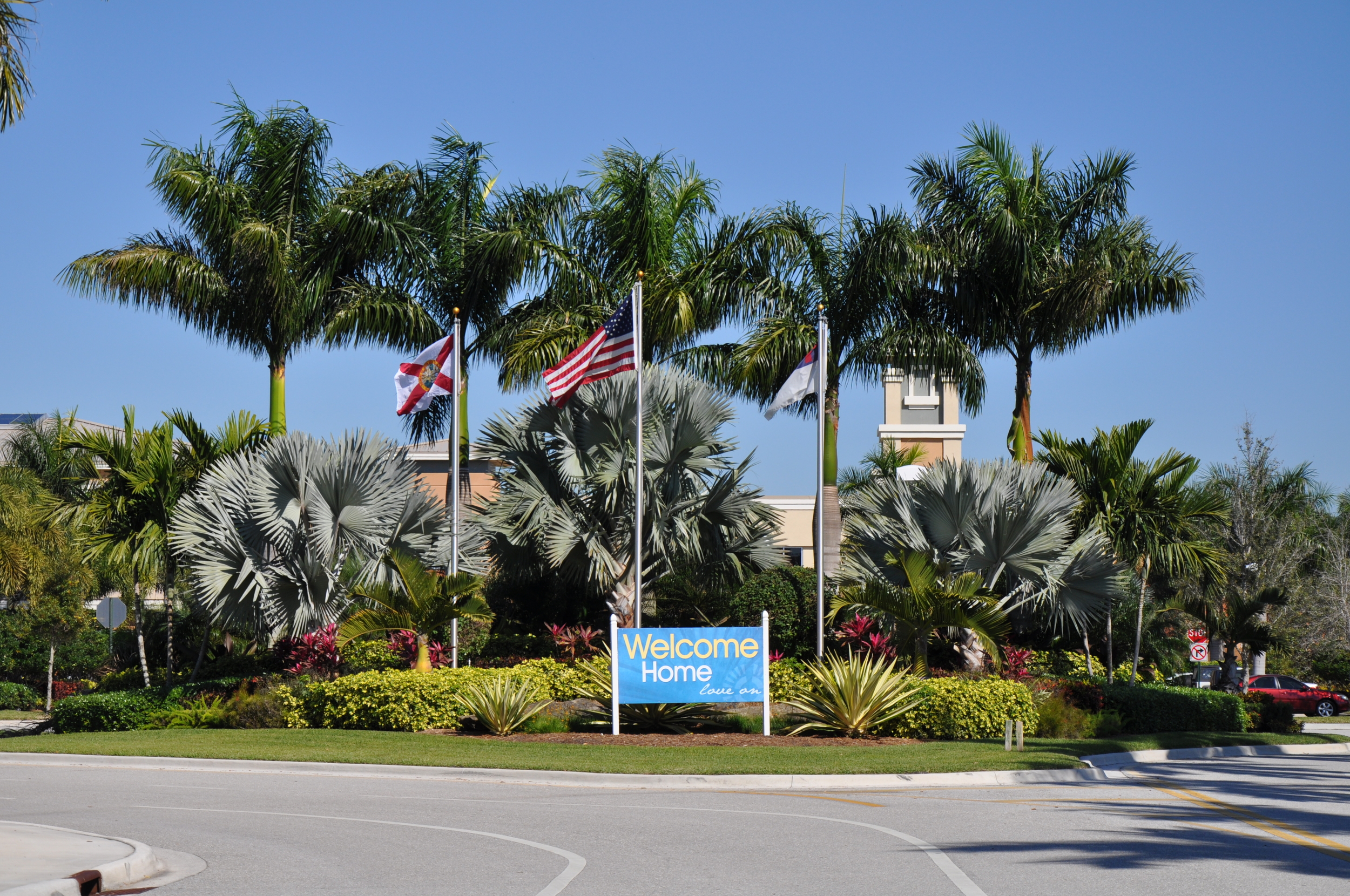 Christ Fellowship Church PBG Entry Landscaping Flag Poles.JPG