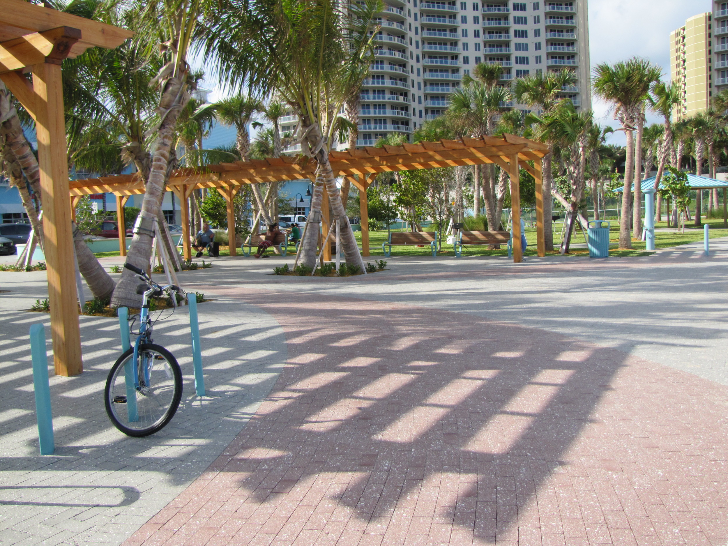 City of Riviera Beach Municipal Beach Park Ocean Mall Trellis and Bike Colored Concrete Pavers.jpg