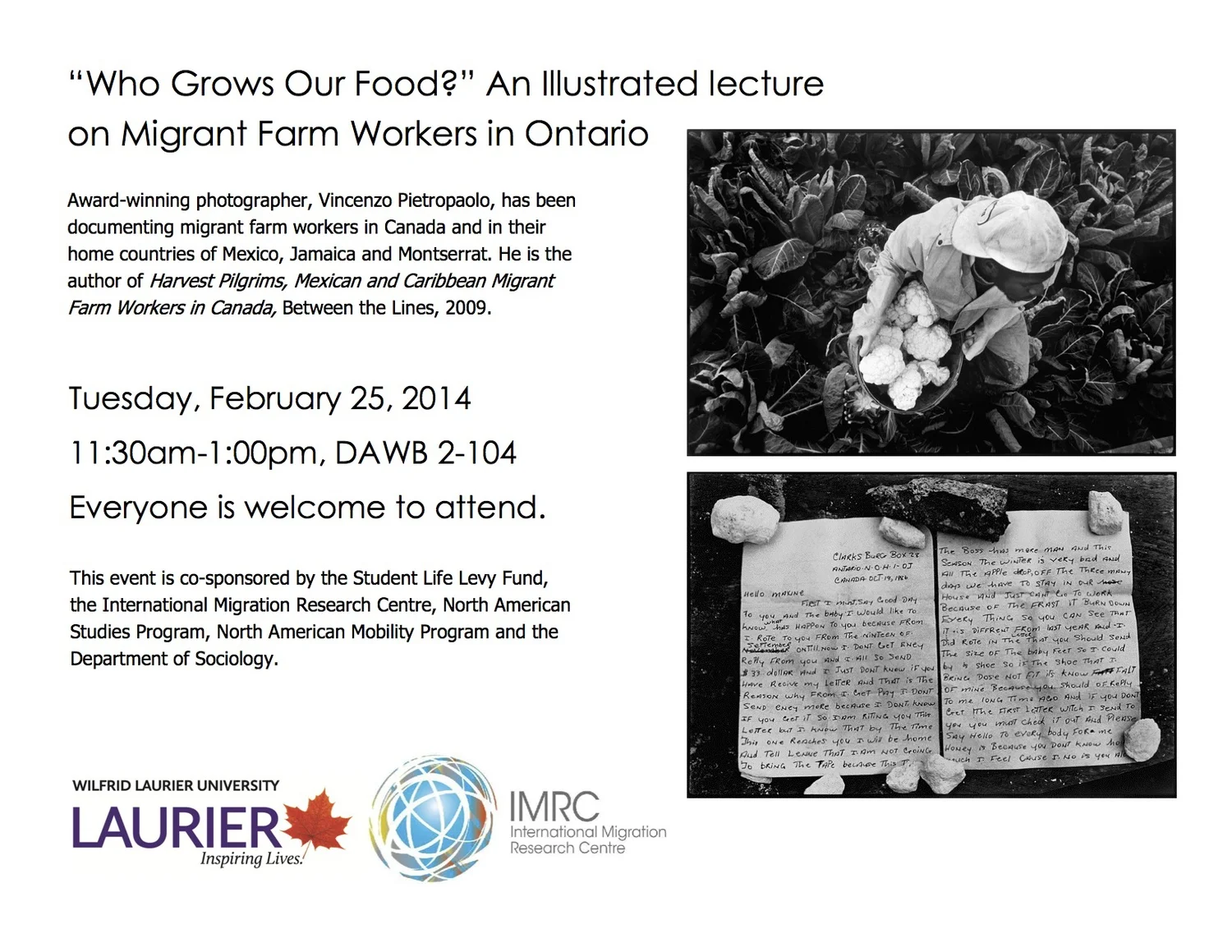 "Who Grows Our Food?" An Illustrated Lecture on Migrant Farm Workers In Ontario