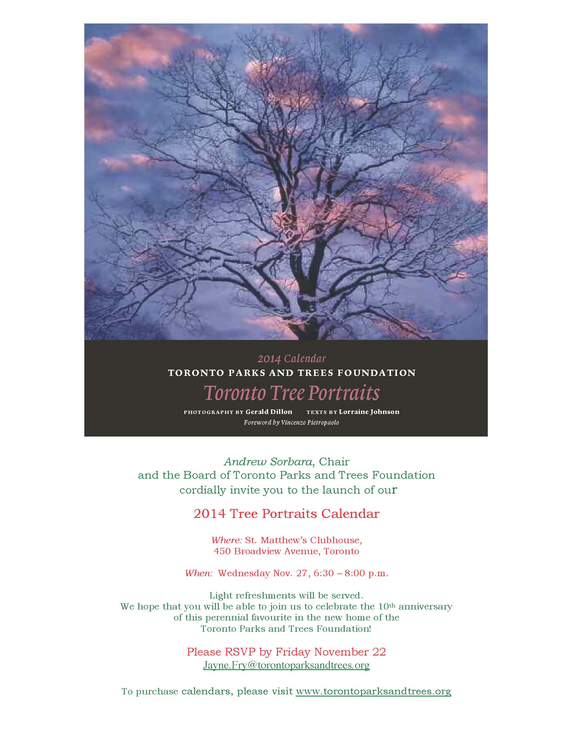 2014 Tree Portrait Calendar Launch
