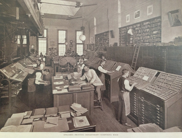 MacKellar, Smiths and Jordan Foundry, Philadelphia. Photo via Type. A Visual History of Typefaces and Graphic Styles. Vol. I