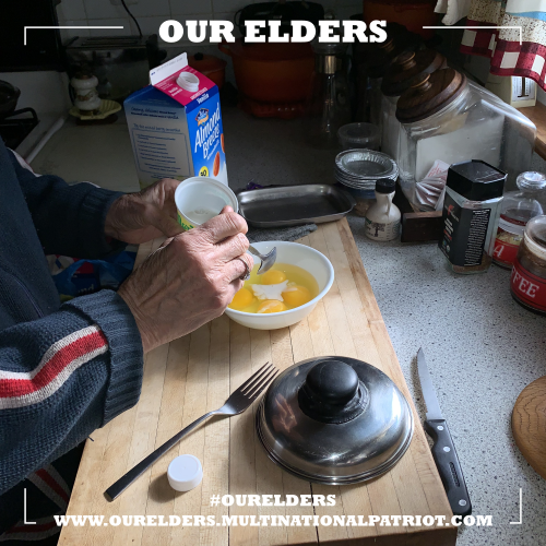 We made two loaves so we doubled the recipe. First, mixing eggs with milk.