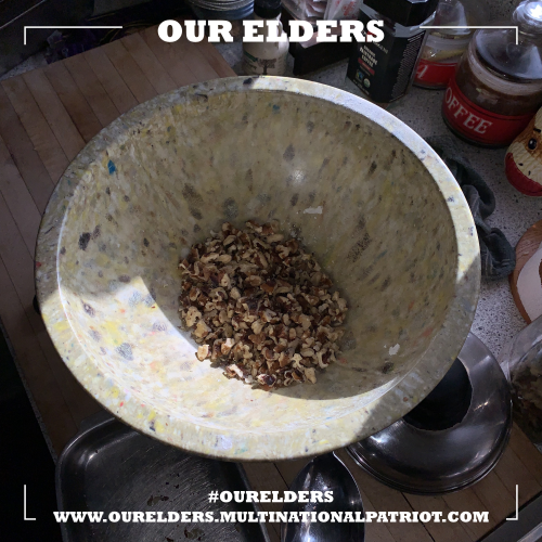 Chopped the walnuts by hand.