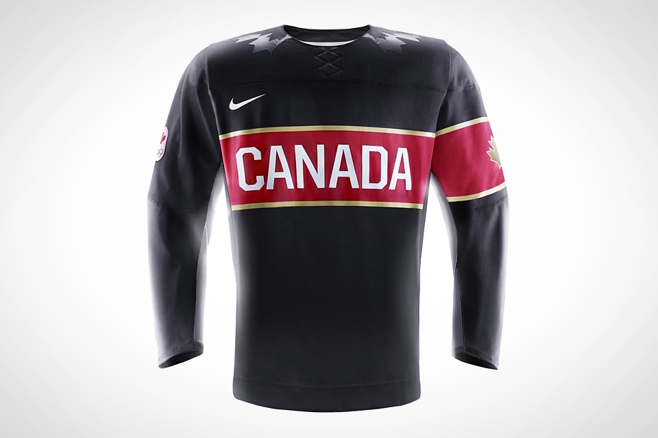  Canada's black jersey injects a bit of gold trim into the mix. 