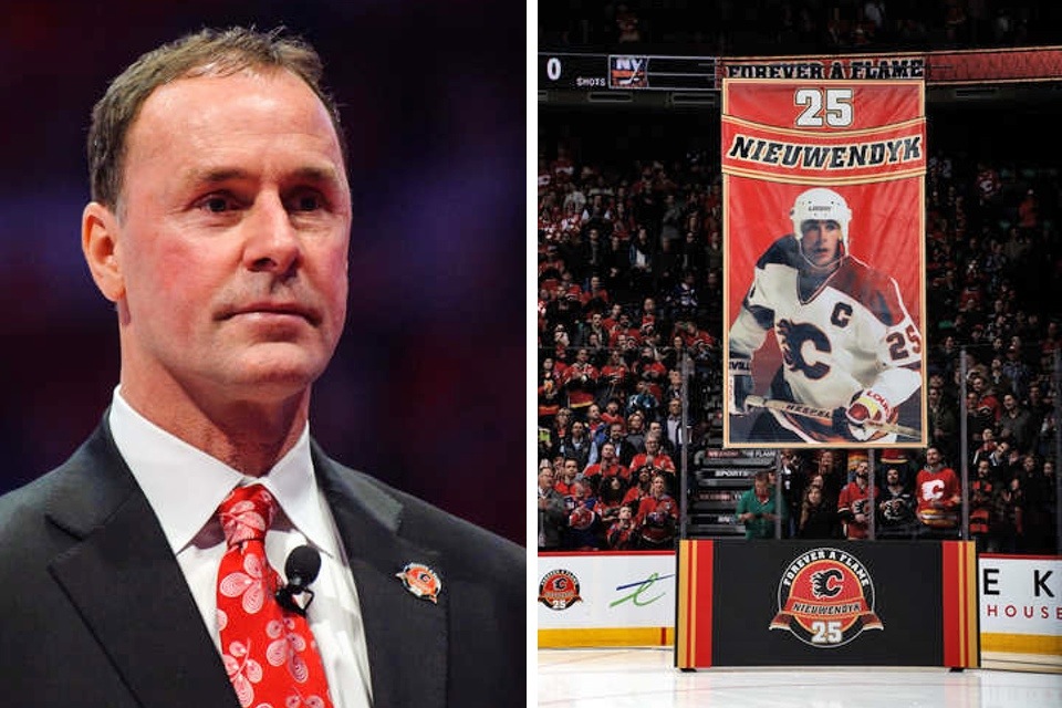  Joe Nieuwendyk's No. 25 is honored in Calgary. 