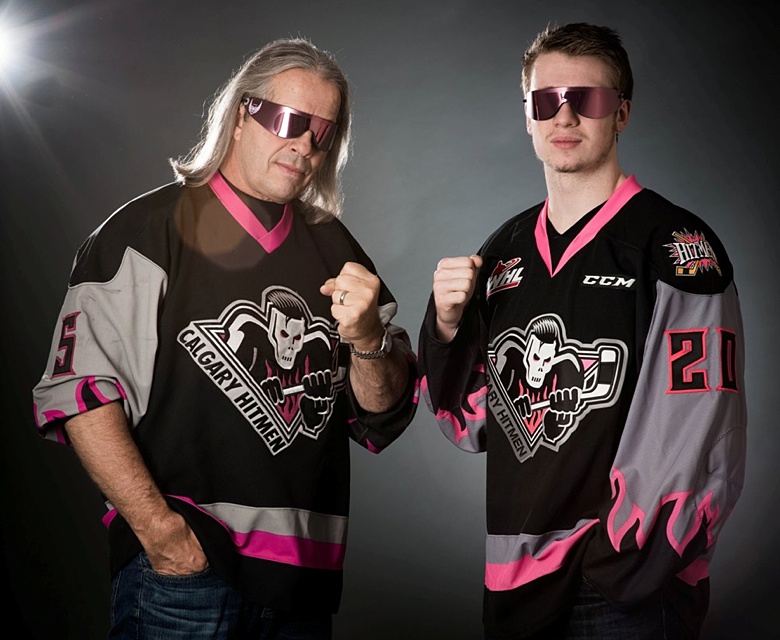 The Calgary Hitmen released a pink Bret “Hitman” Hart jersey that they'll  wear on March 5th. The game-worn jerseys will be auctioned off…