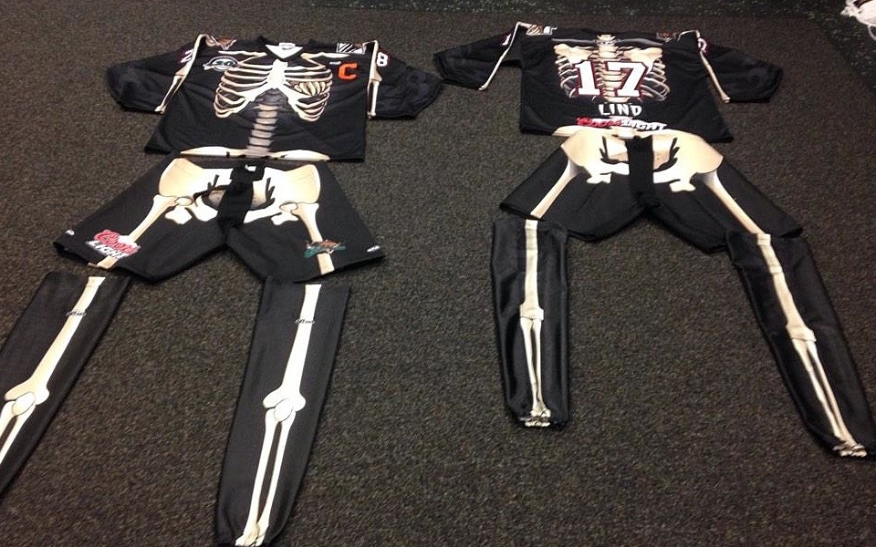 Utah Grizzlies Skeleton Halloween Jerseys 2014-15