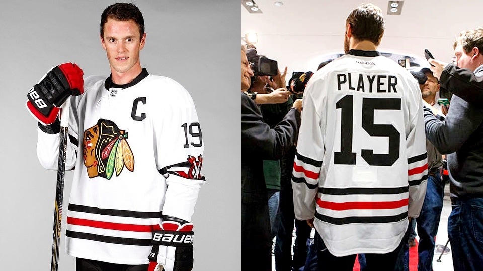 Blackhawks just took down a Tweet showing the new players' jerseys