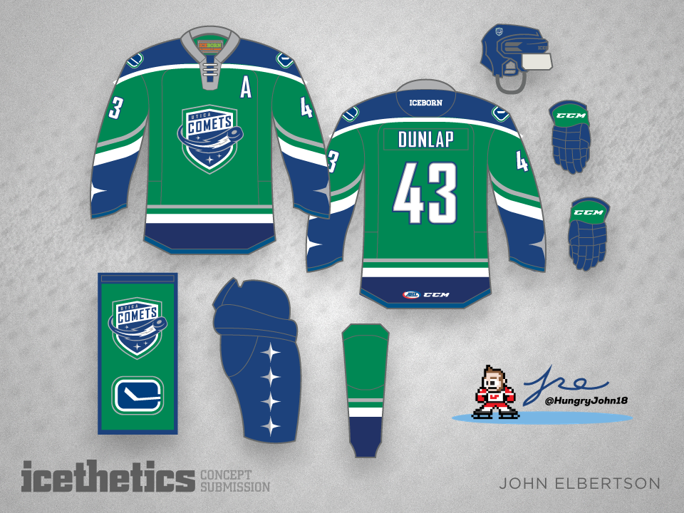 utica comets green jersey