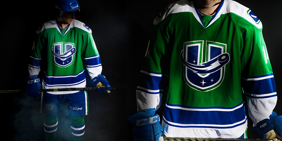 Utica Comets unveil green and blue third jersey for 2015-16 - The