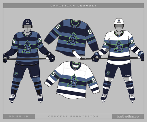 Seattle Kraken ice hockey team uniform colors. Template for presentation or  infographics. Stock Vector
