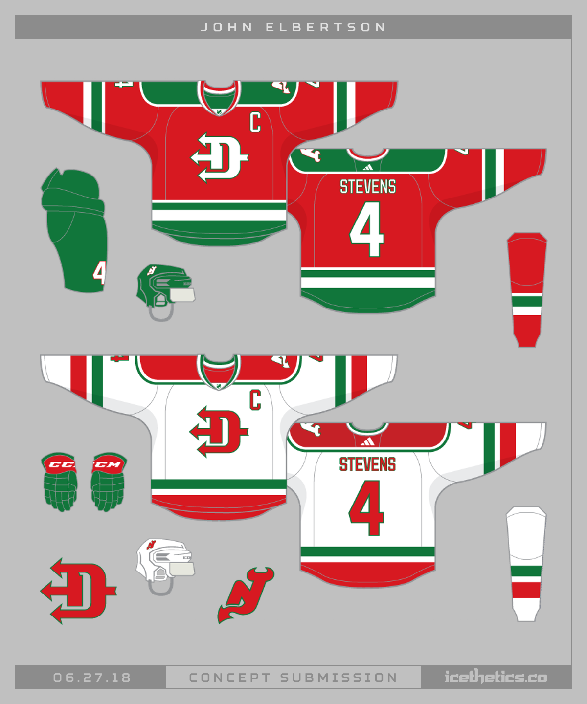 Lucas Daitchman on X: A #NJDevils concept blending the Devils' current  bold jersey striping pattern with their original design, complete with a  matching bolder logo.  / X
