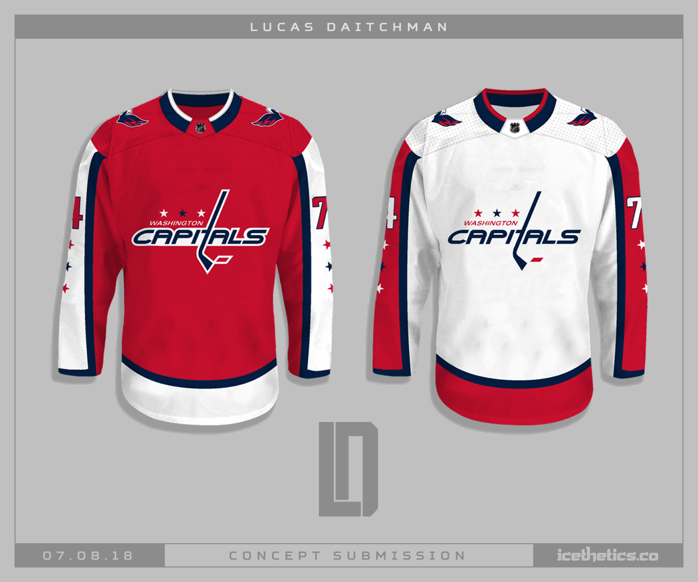 Washington Capitals jersey concept using iconic elements from over