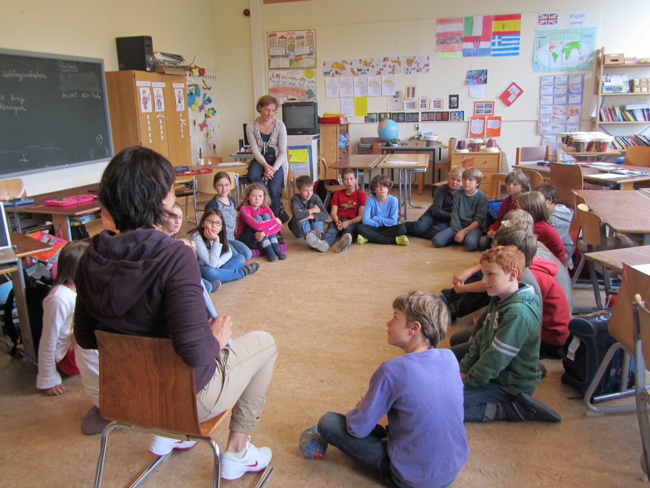Julia speaking to school children about the life of an African child