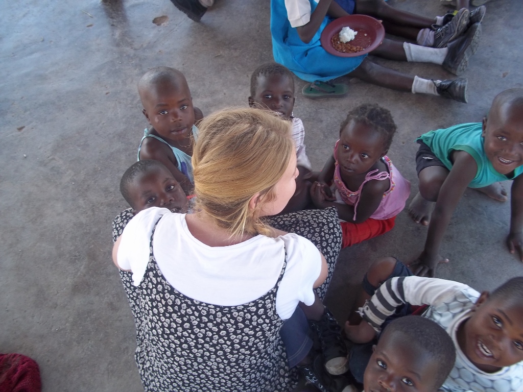 Jade with new friends in Zimbabwe