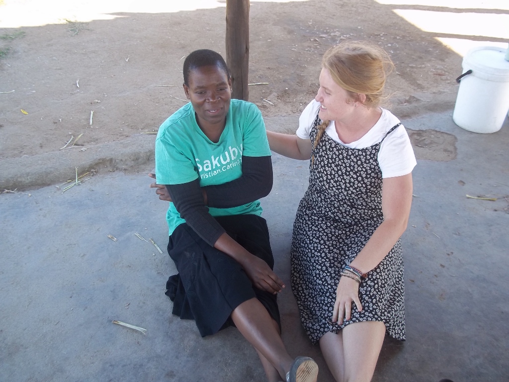 Jade with a volunteer Care Worker from the local church in Zimbabwe
