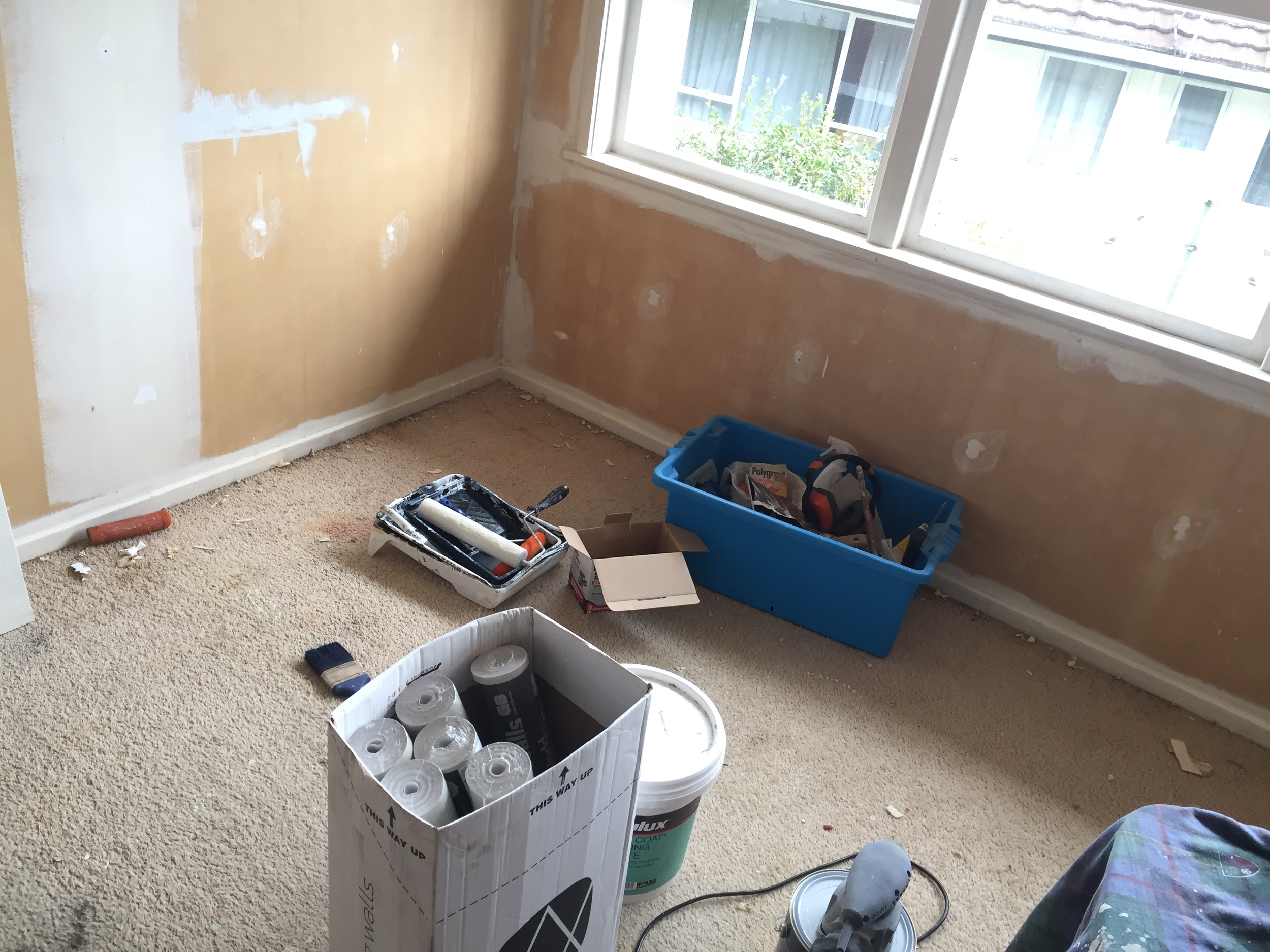 Guest bedroom in a state to improve - all the tools are gathered - just need to add elbow grease!