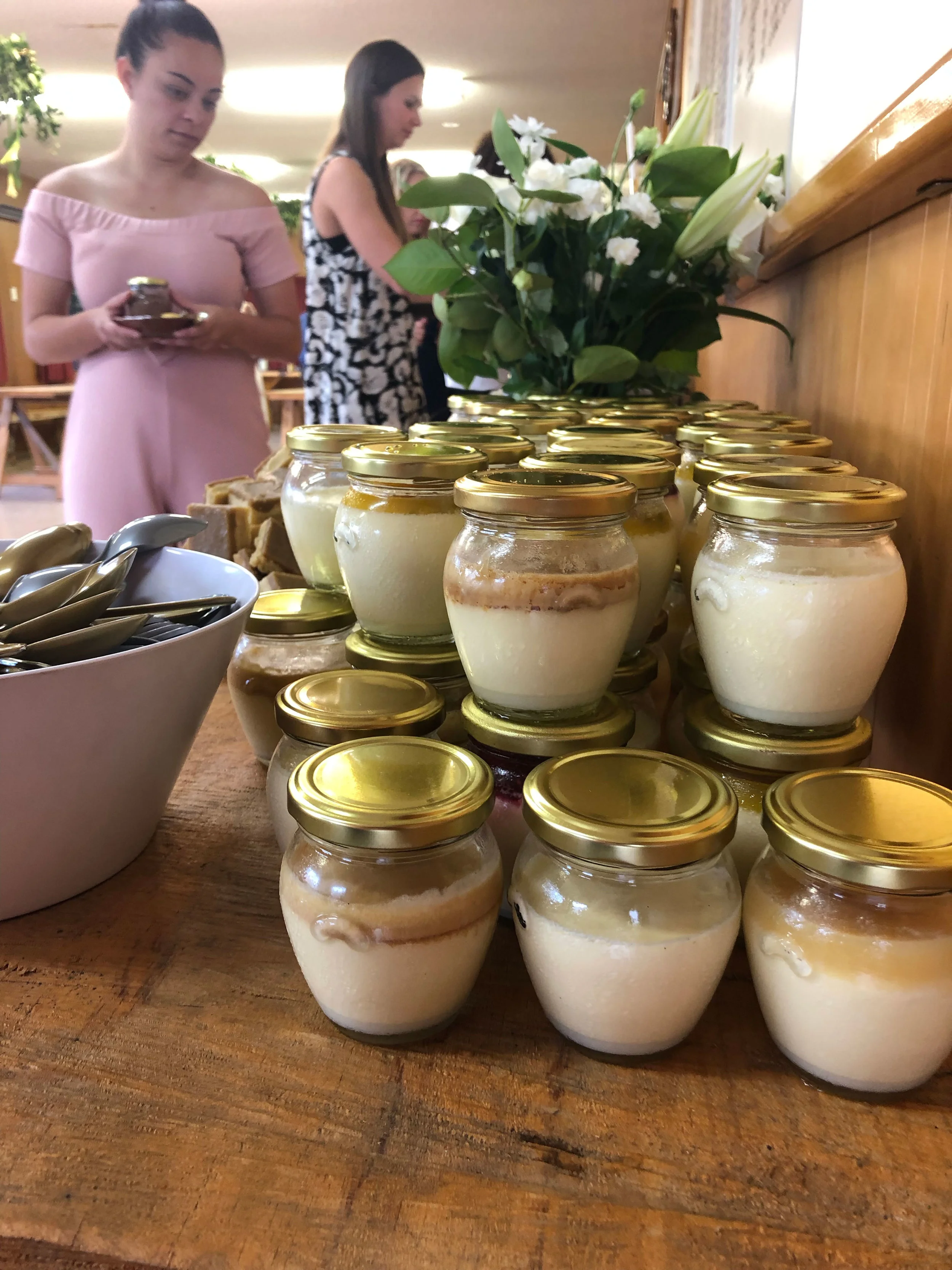 Salted caramel, vanilla, and lemon honey panna cotta