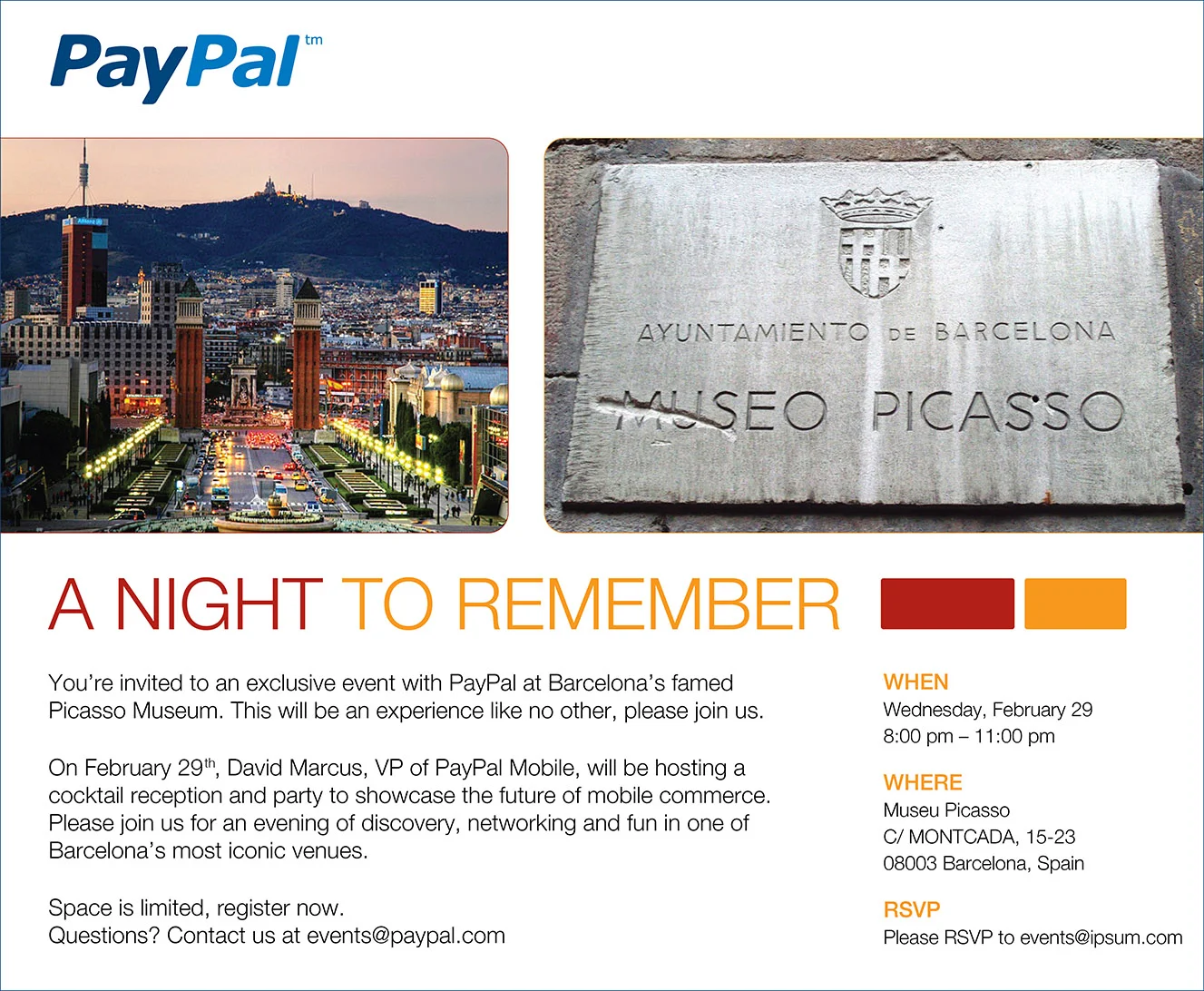 PayPal: Mobile World Congress VIP Event – Evite