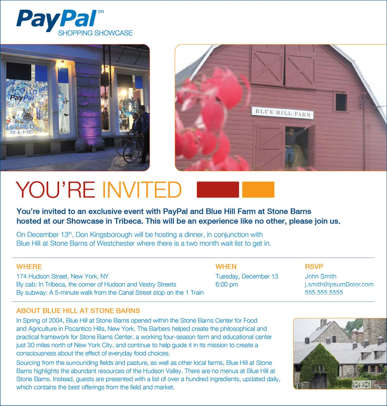 PayPal Shopping Showcase / Blue Hill – Event Evite 2