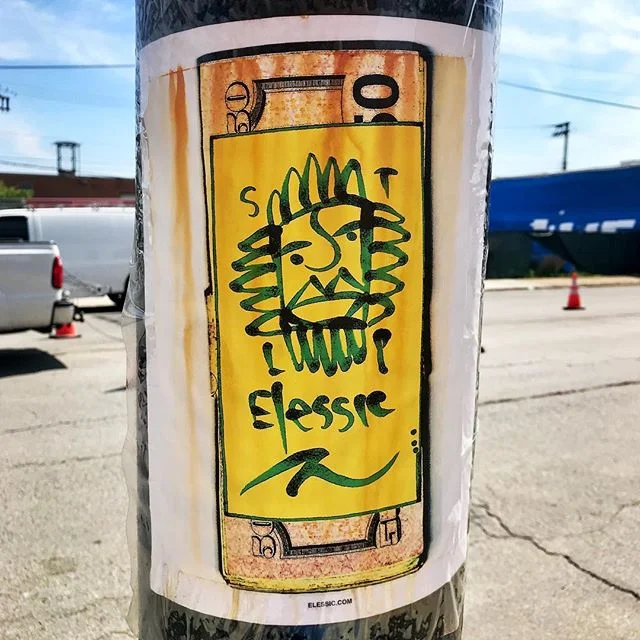 Eye-catching work by @elessicempire
.
.
#elessic #elessicempire #art #streetartistry #streetartchicago #chicagostreetart #streetarteverywhere #streetartphotography #sticker #stickerart #stickerartist #tribal #tribalart #skateboarding #skate #chicago 