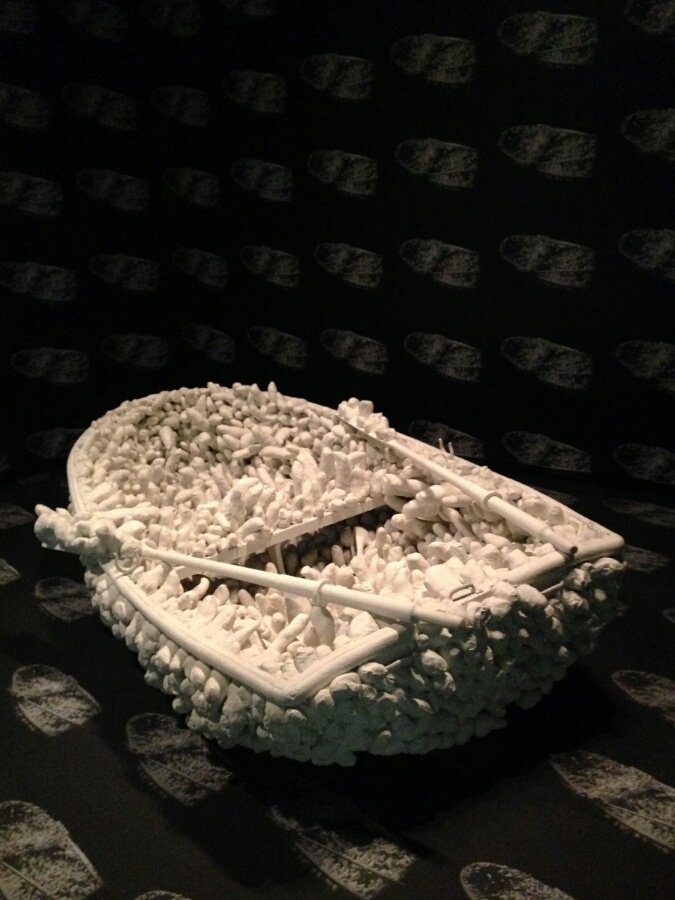 A Yayoi Kusama phallic row-boat sculpture at the Stedelijk Museum