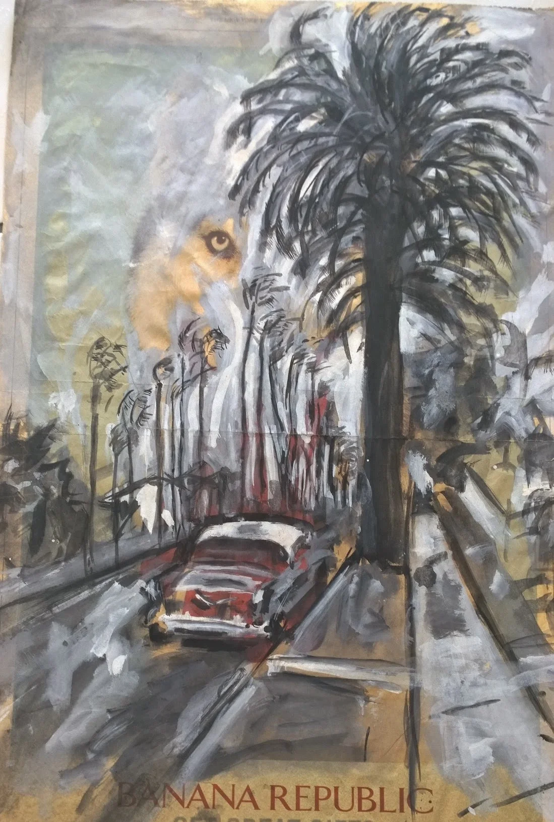 'Banana Republic', gouache on newsprint, 22 x 13, 2001. Courtesy of the artist. 