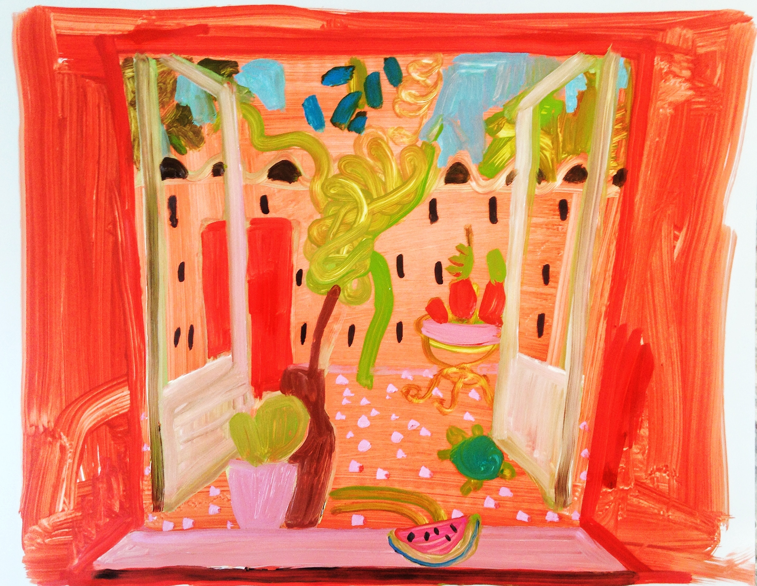 Watermelon Window, 2015, oil on paper, 11 x 14.