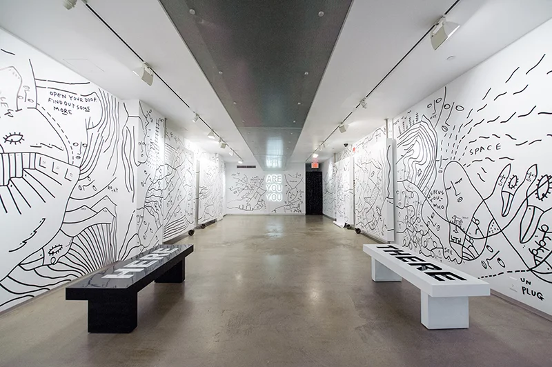 Photo by Roy Rochlin. Installation view from Shantell Martin's 2014 solo show 'Are You You' at MoCADA.
